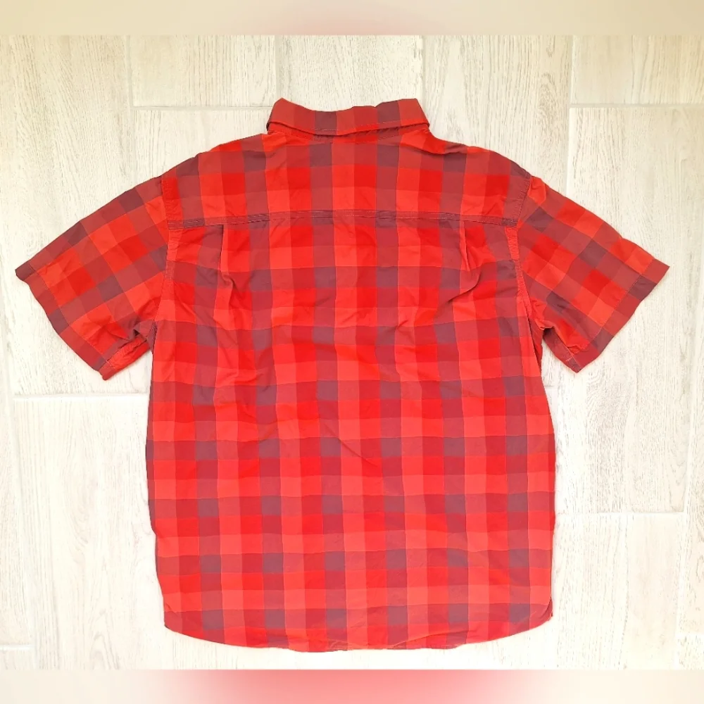 The North Face men's lightweight red orange plaid short-sleeved button-down - XL